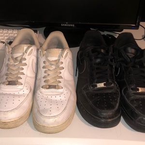 Two Pairs - Black and White Nike Air Force 1s